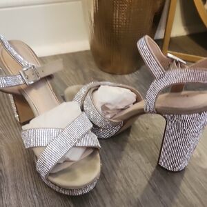 Elegant Silver Strappy Heels